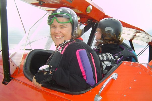 Sandy in Biplane at Beer Bell Boogie in May 2006